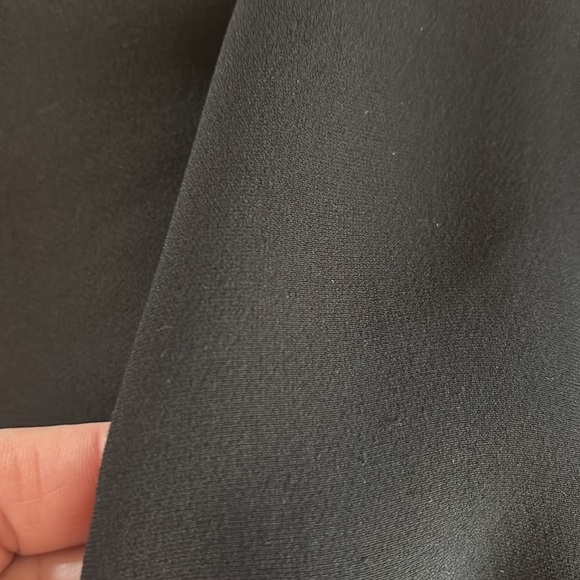 Evening formal long halter dress black open back crape lined mock satin ruffle 4 - Picture 14 of 15